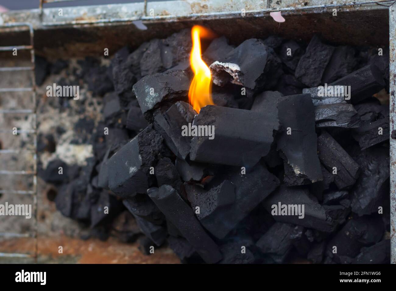 Burning coal and fire Stock Photo Alamy