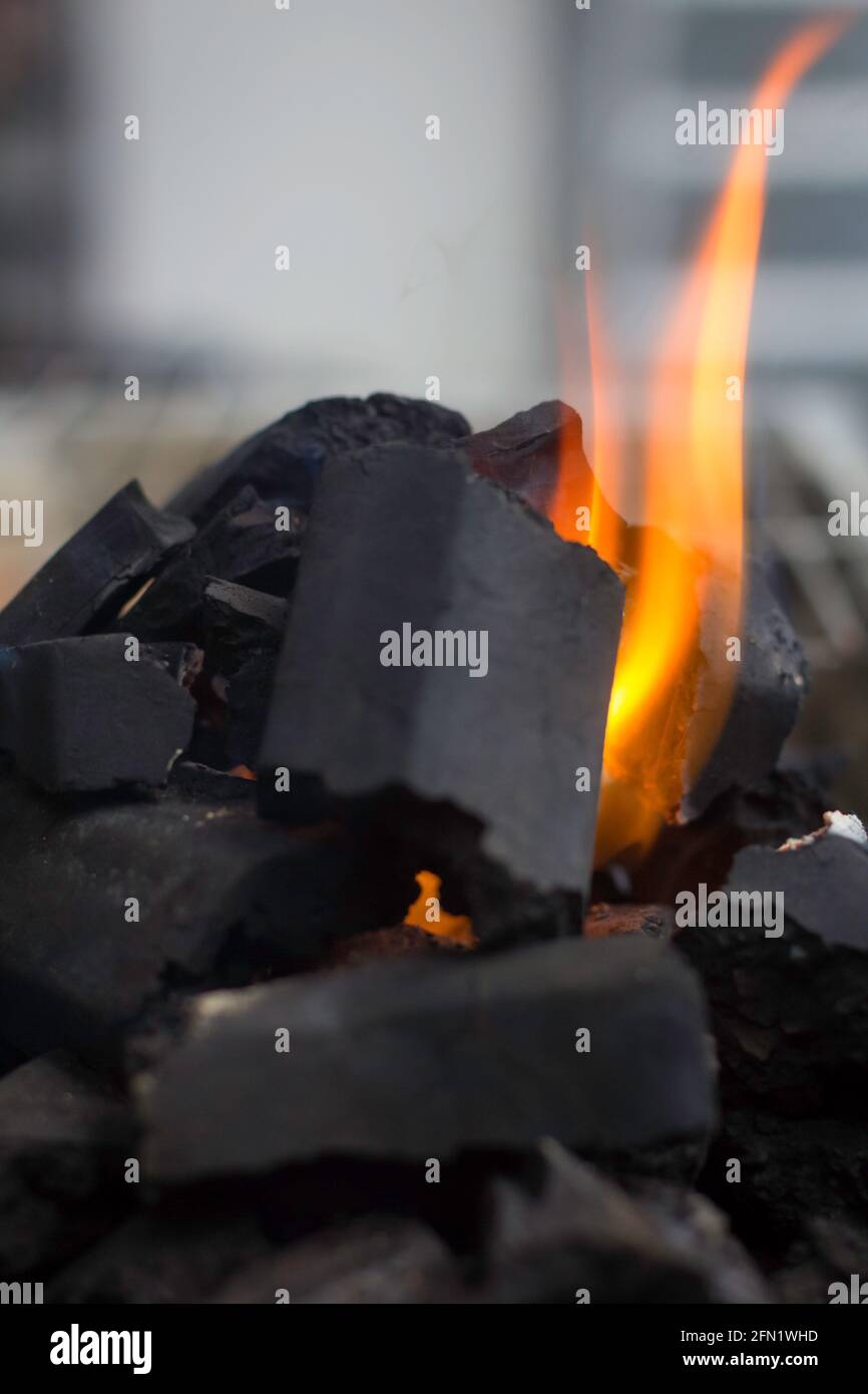 Burning coal and fire Stock Photo Alamy