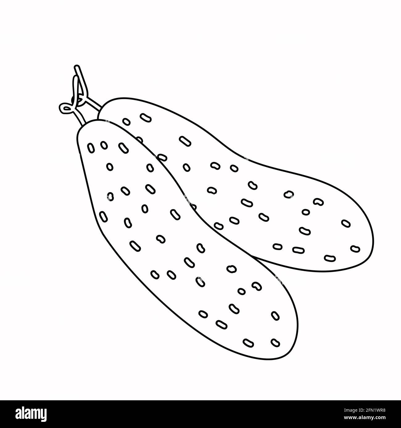 Cucumber coloring sheet black and white vector illustration Stock Vector