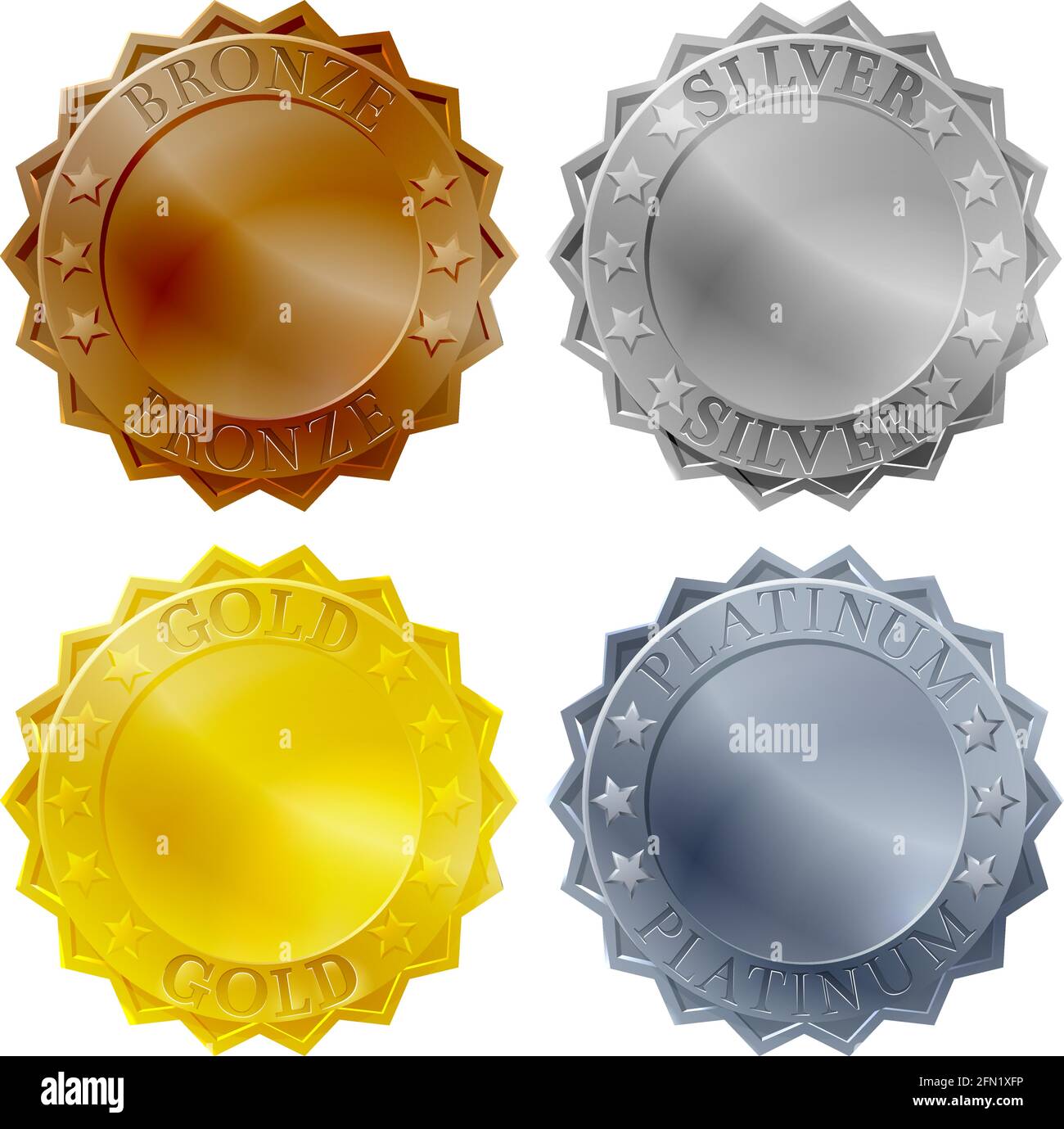 Medals Bronze Silver Gold Platinum Icon Set Stock Vector Image & Art - Alamy