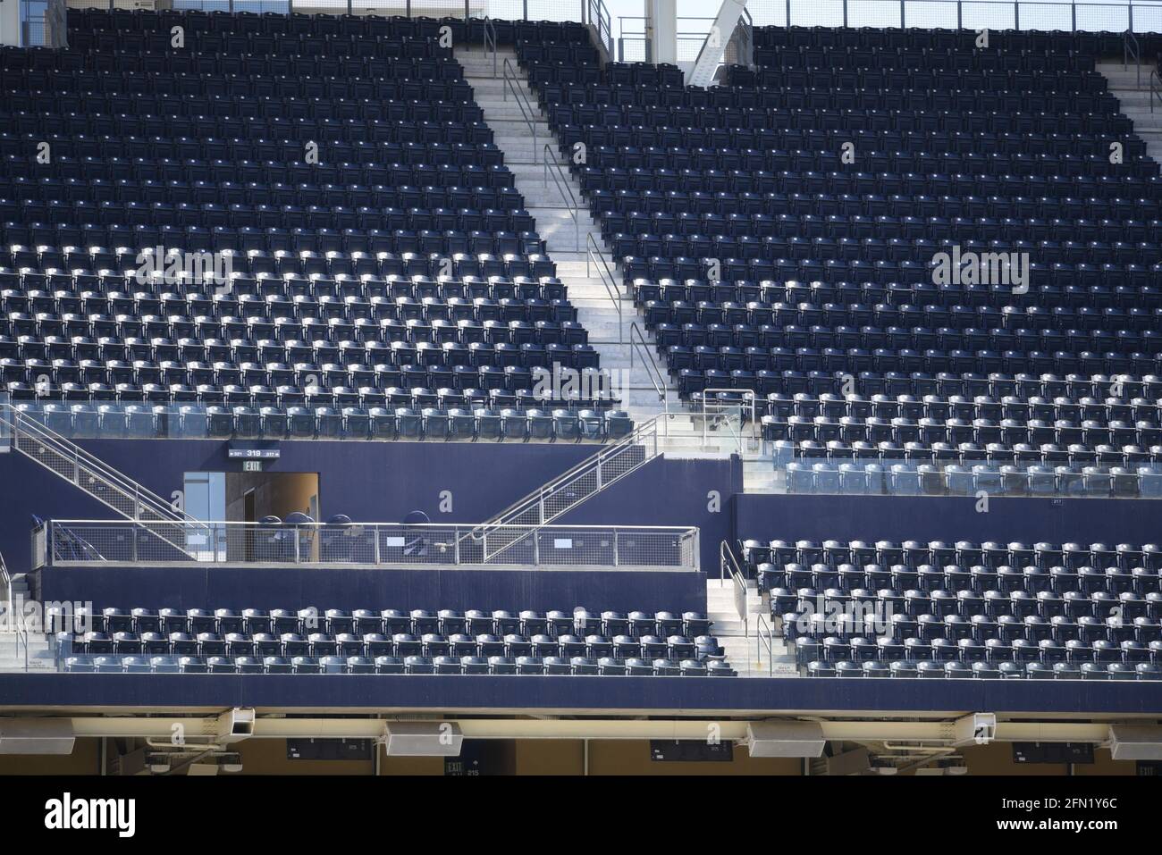Scenic view of the San Diego Padres Petco Park bleacher seats under a steel  structure canopy in San Diego, California USA Stock Photo - Alamy