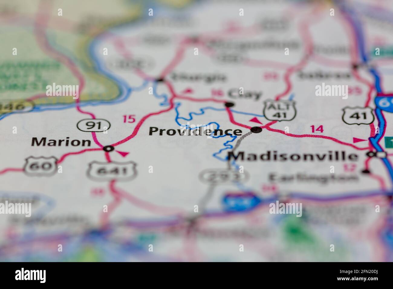 Providence Kentucky USA shown on a Geography map or road map Stock Photo