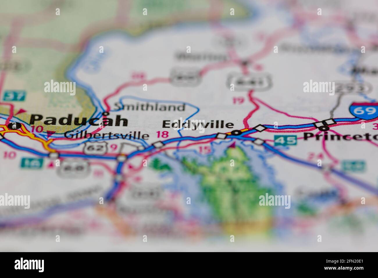 Eddyville Kentucky USA shown on a Geography map or road map Stock Photo