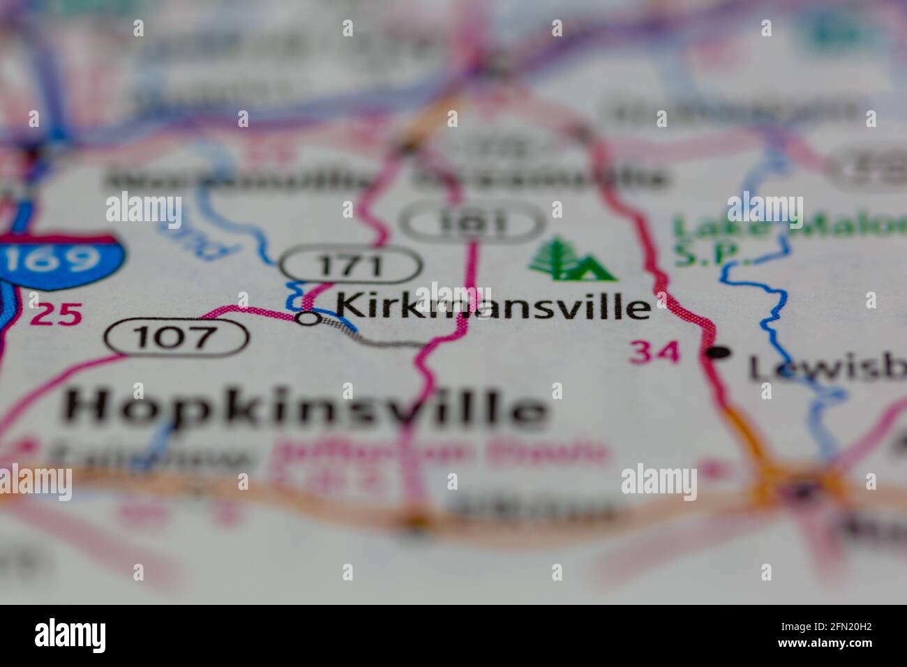 Kirkmansville Kentucky USA shown on a Geography map or road map Stock