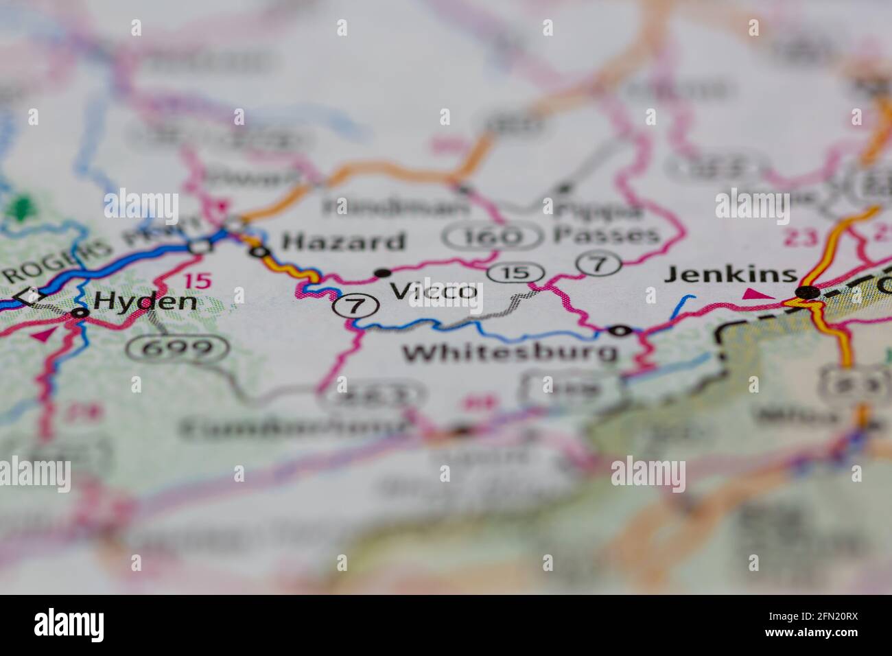Vicco Kentucky USA shown on a Geography map or road map Stock Photo Alamy