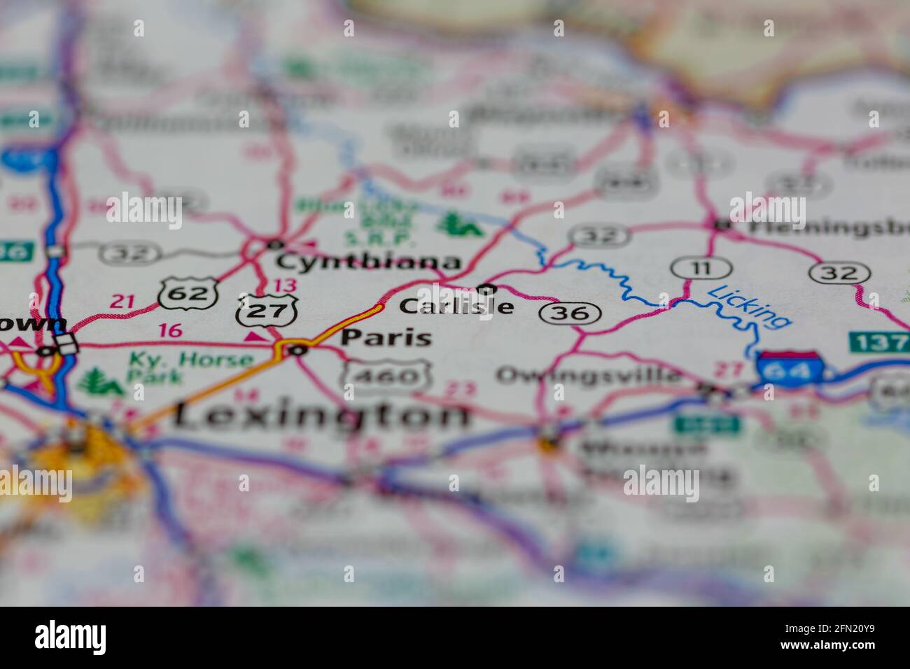Carlisle Kentucky USA shown on a Geography map or road map Stock Photo