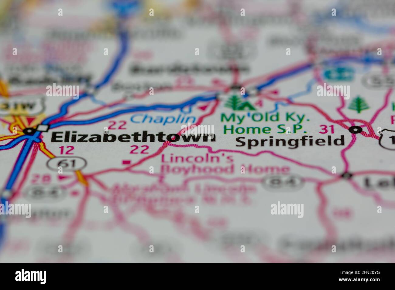 Elizabethtown Kentucky USA shown on a Geography map or road map Stock 