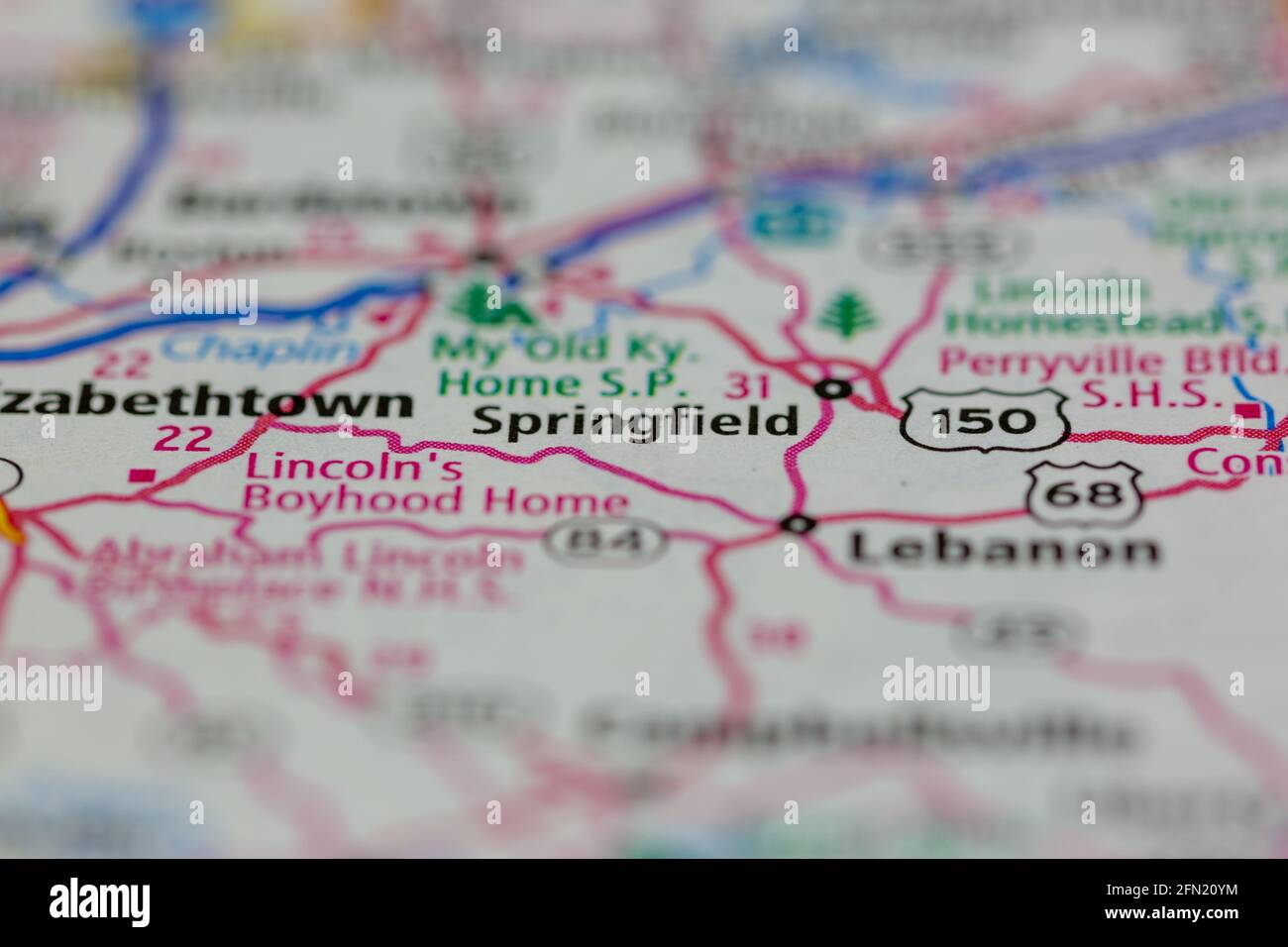 Springfield Kentucky USA shown on a Geography map or road map Stock ...