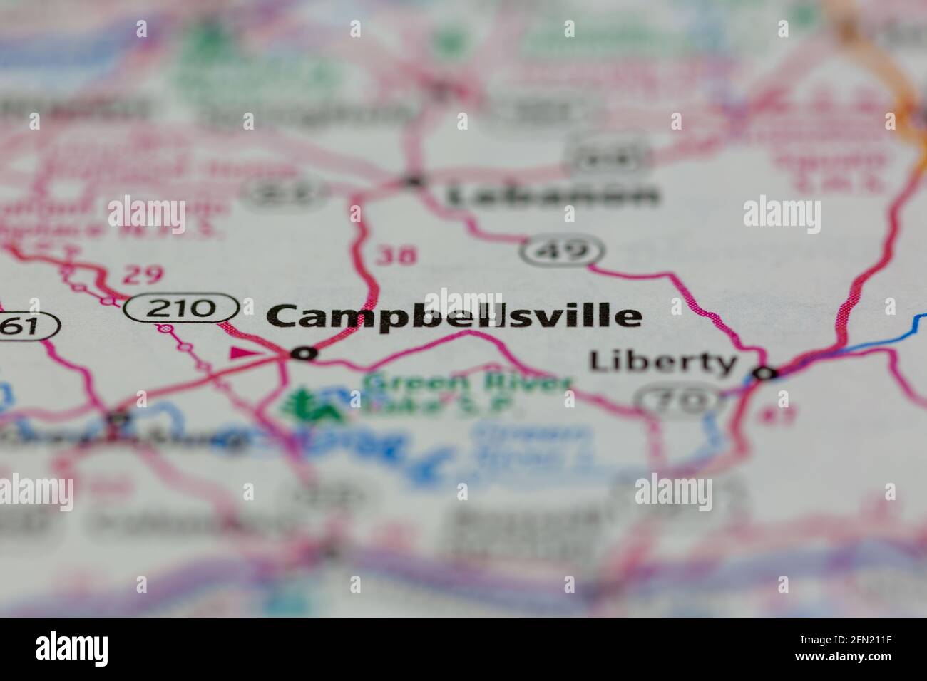 Campbellsville Kentucky Usa Shown On A Geography Map Or Road Map 2FN211F 