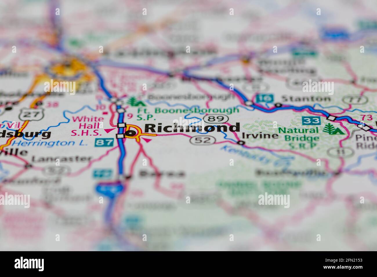 Richmond Kentucky USA shown on a Geography map or road map Stock Photo
