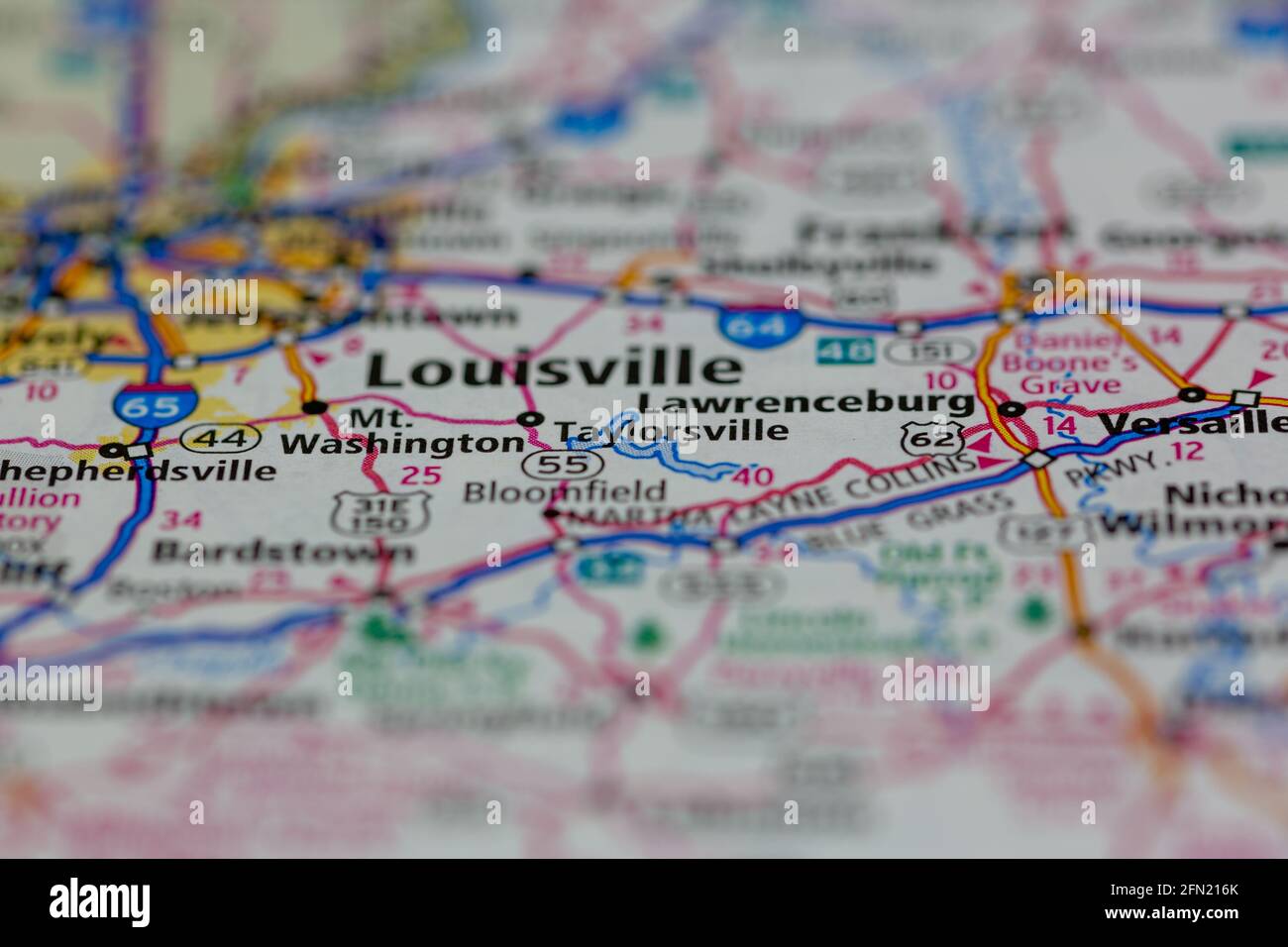 Taylorsville Kentucky USA shown on a Geography map or road map Stock