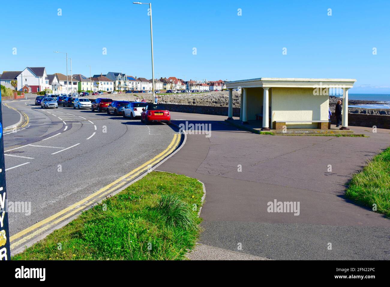 street view along the sweeping road along Porthcawl sea front, known as