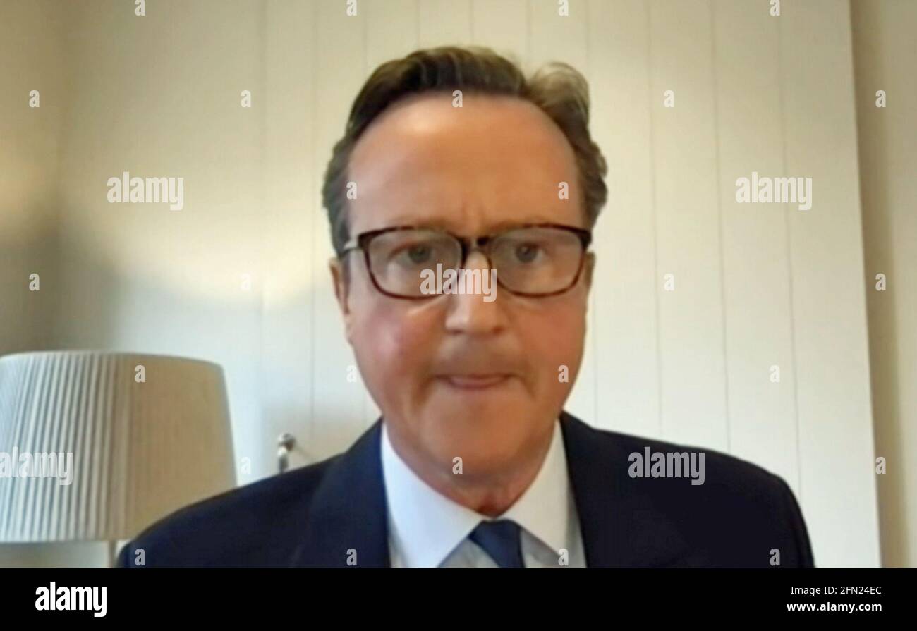 Former Prime Minister David Cameron giving evidence to the House of Commons Treasury Committee on Greensill Capital. Picture date: Thursday May 13, 2021. Stock Photo
