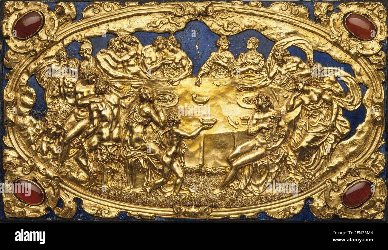 Banquet of the Gods  after 1585 -  After della Porta's death, these were repeated in precious materials by Gentili From original in Bronze by Guglielmo della  Porta Stock Photo