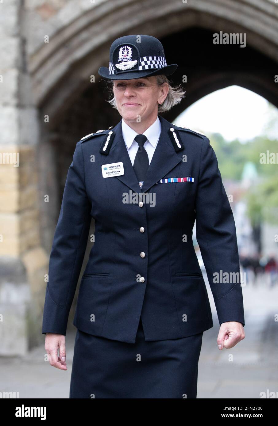 Hampshire Police Chief Constable Olivia Pinkney during a walkabout with the new Police and Crime Commissioner for Hampshire Donna Jones in Winchester, Hampshire. Picture date: Thursday May 13, 2021. Stock Photo