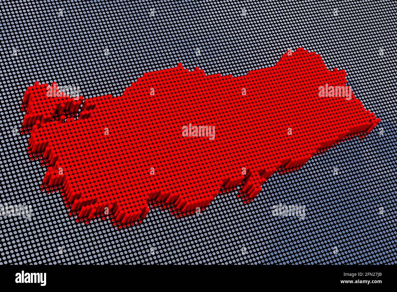 Pixel Art Style Turkey Map. 3d Rendering Stock Photo