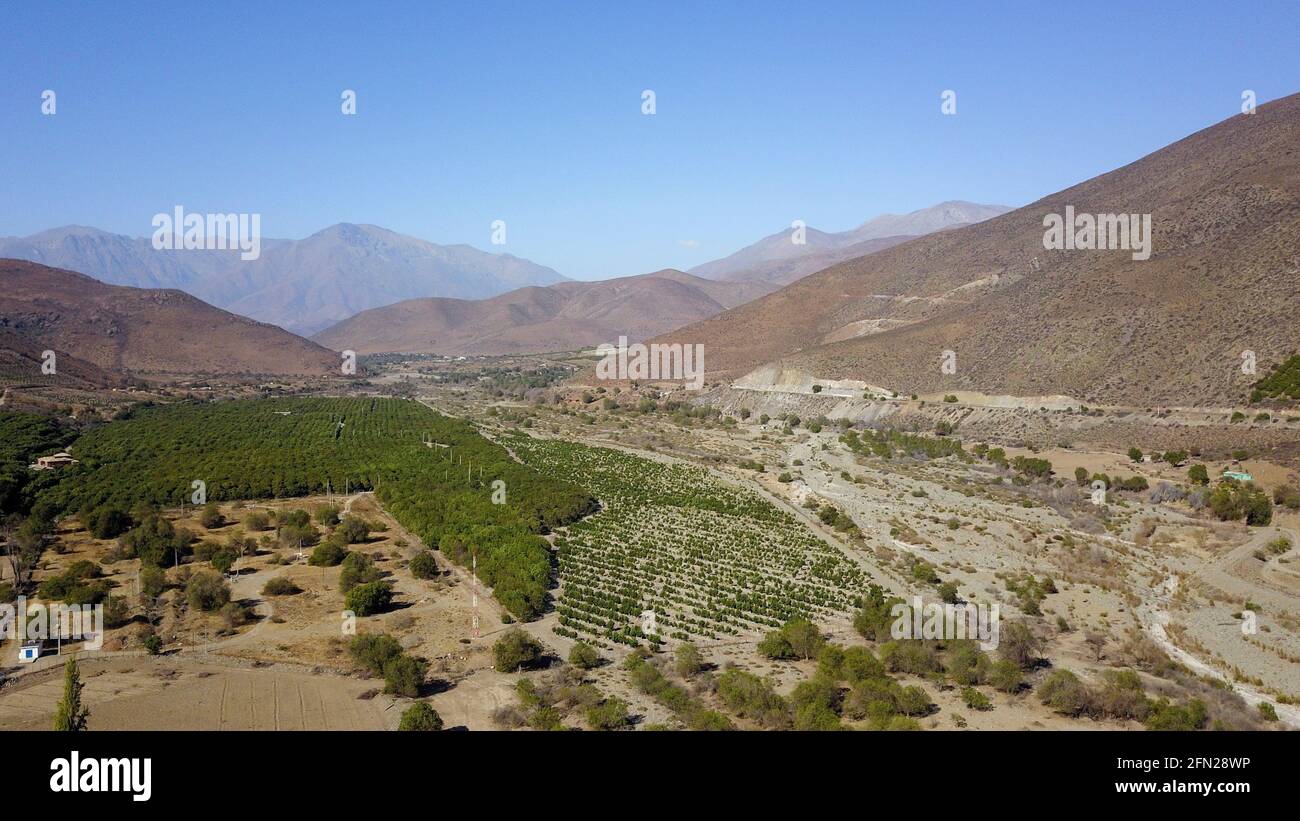 Aerial picture taken with a drone showing a drought-ridden ...