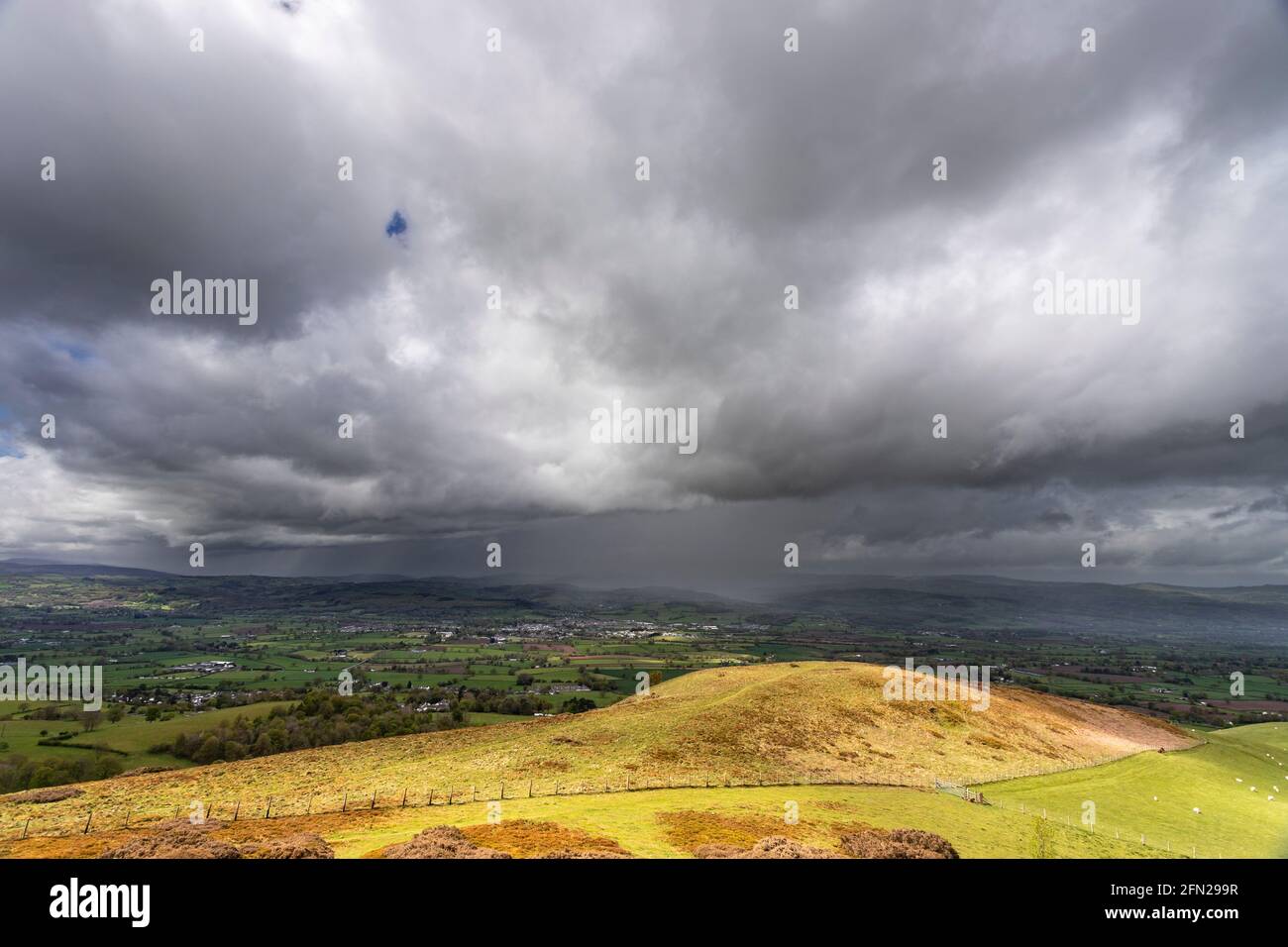 Rainstorm over the Vale of Clwyd, North Wales Stock Photo