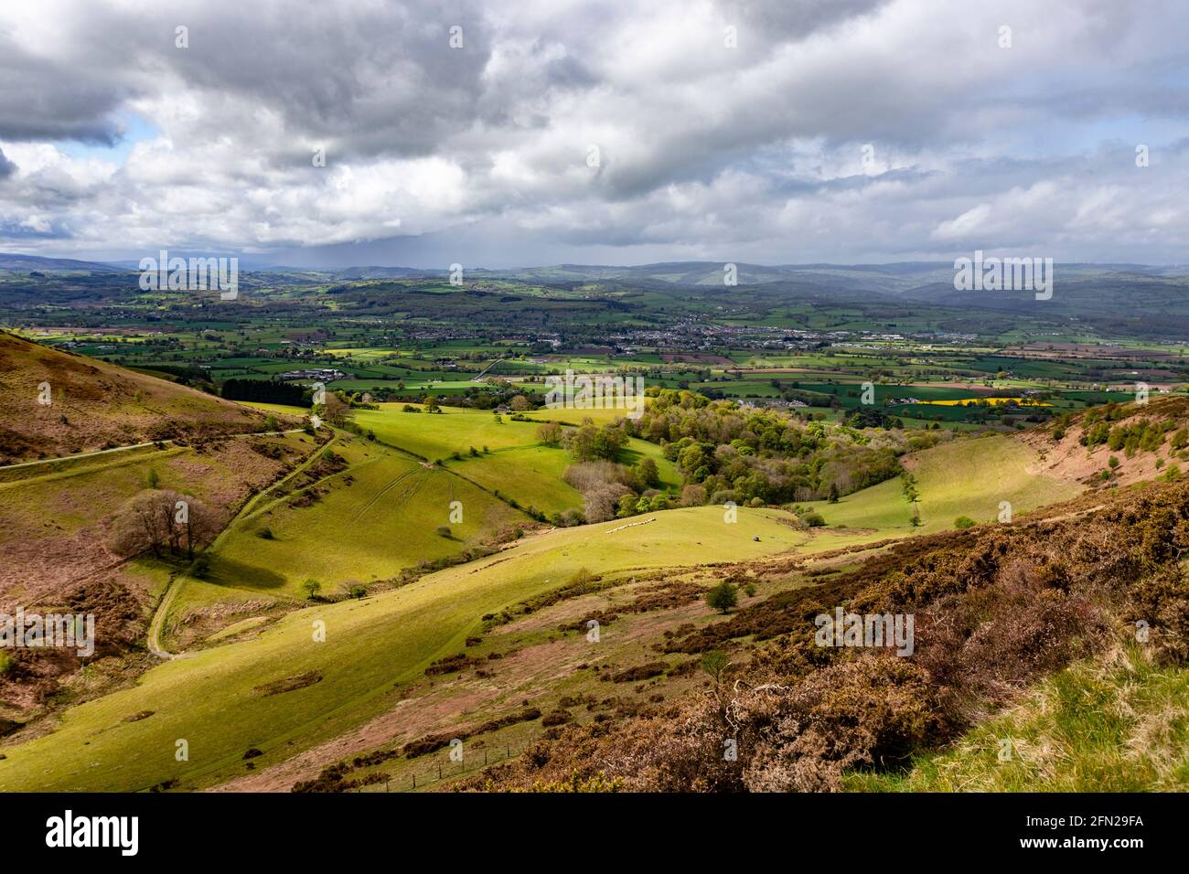 Vale of Clwyd under cloudy skies, North Wales Stock Photo