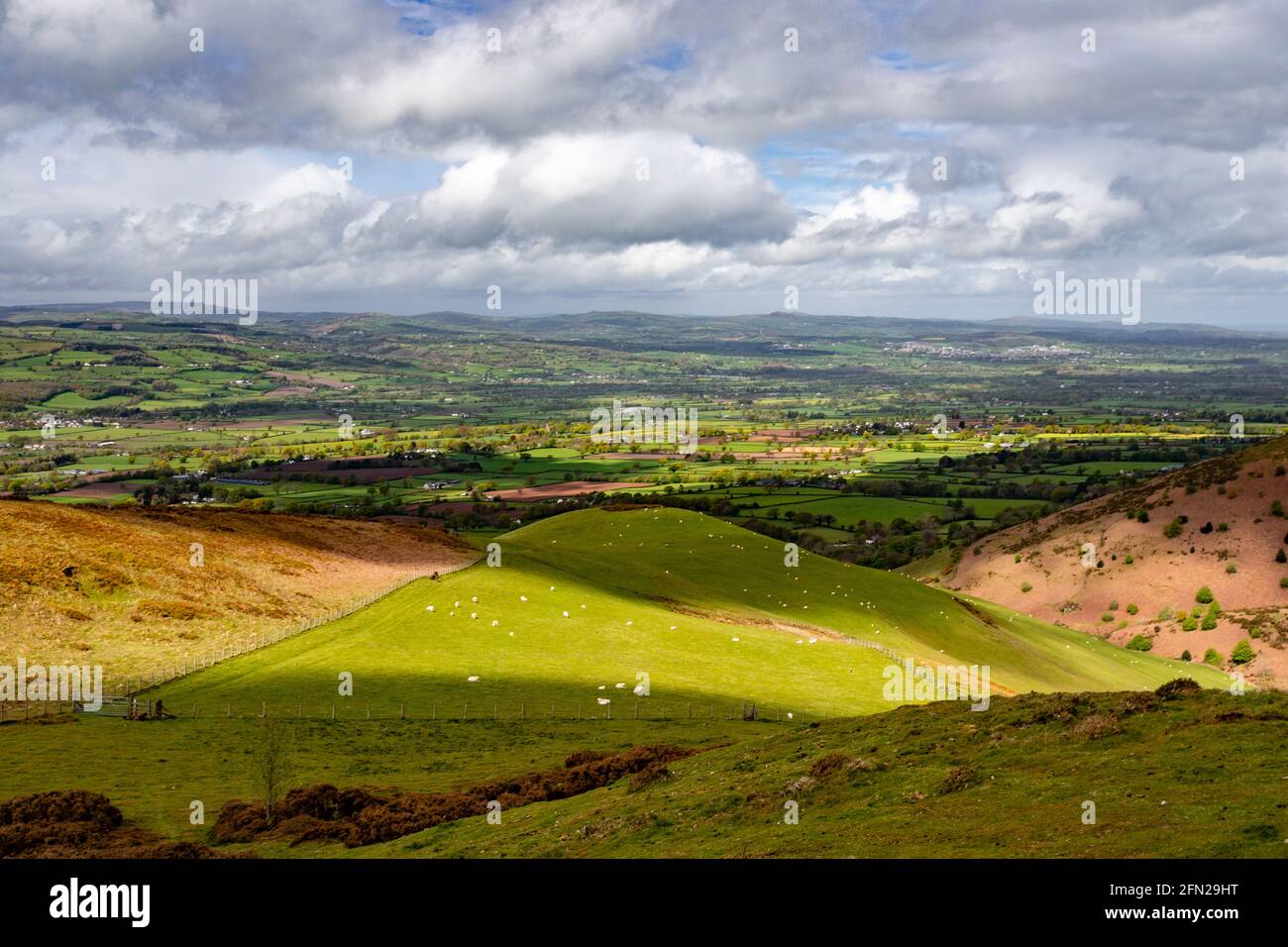 Vale of Clwyd under cloudy skies, North Wales Stock Photo