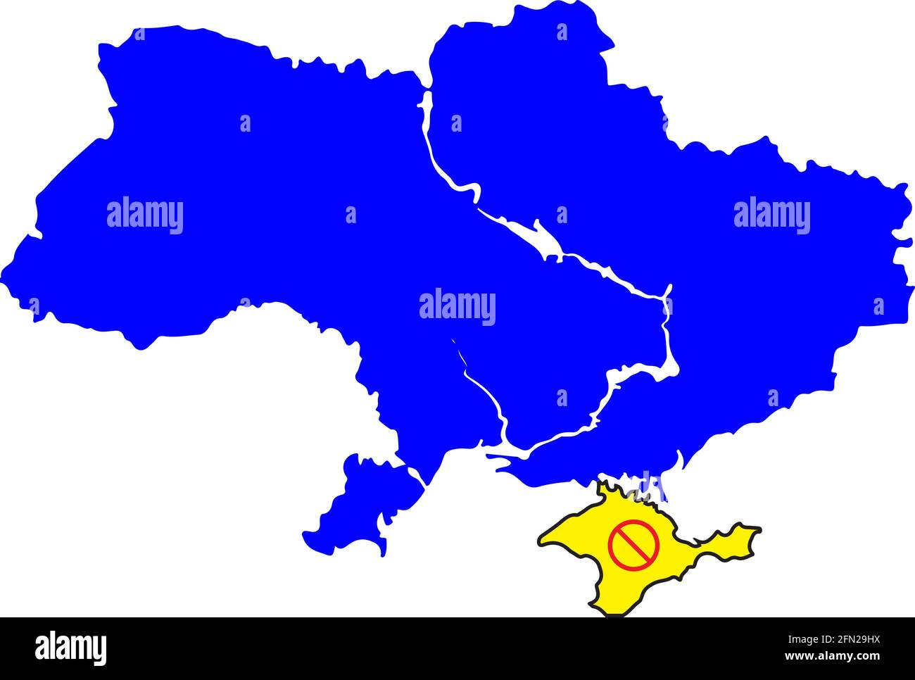 Blue colored Ukraine map. Political Ukraine map. Crimean Peninsula. Crimean war and russian conflict. Russia crimea annexation. Vector illustration ma Stock Vector