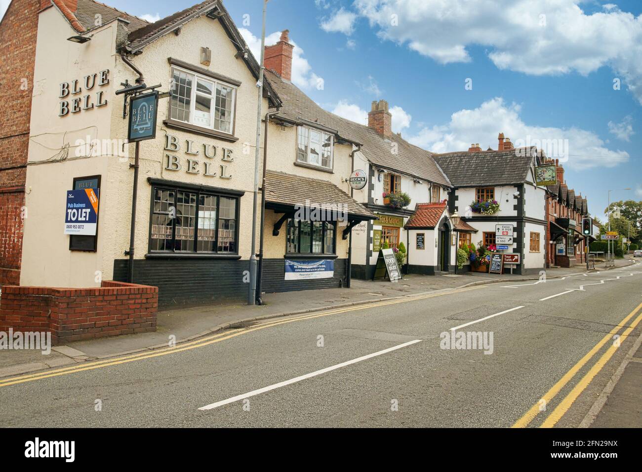 The Blue Bell and Fox and Grapes pubs in the centre of Hawarden Penarlag in Flintshire North Wales Stock Photo