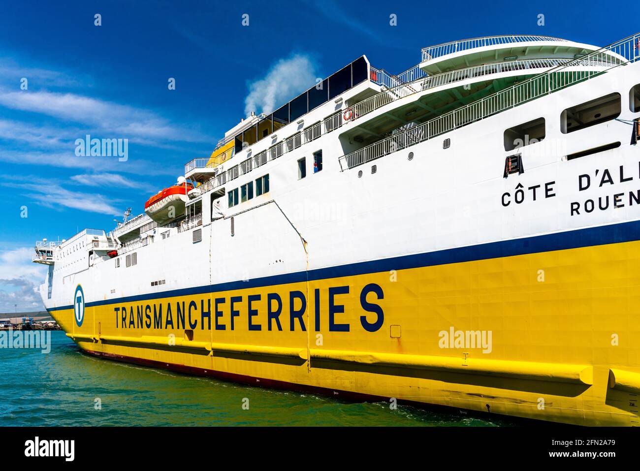 The Transmanche Newhaven - Dieppe Ferry Arrives At The Port Of Newhaven, East Sussex, UK. Stock Photo