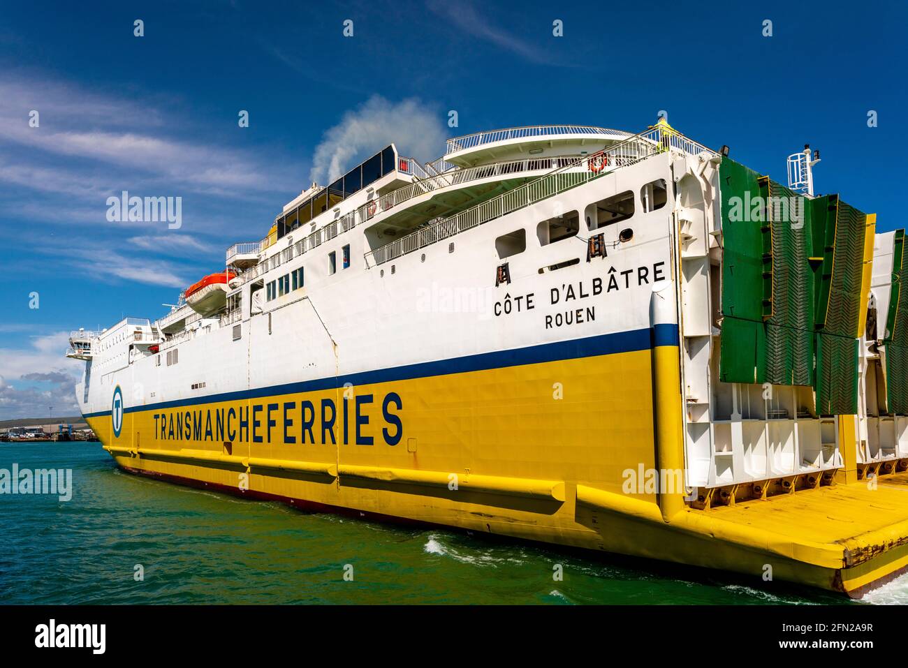 The Transmanche Newhaven - Dieppe Ferry Arrives At The Port Of Newhaven, East Sussex, UK. Stock Photo