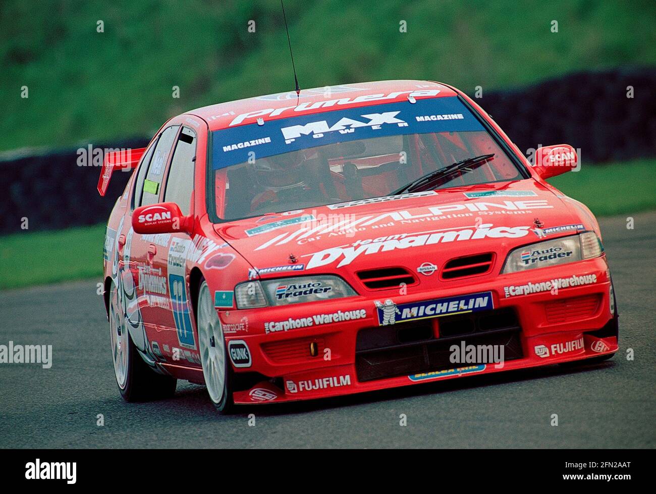 Matt Neal racing in his Team Dynamics Nissan Primera GT  in rounds 5 and 6 in the BTCC championship at Thruxton Circuit in 1999 Stock Photo