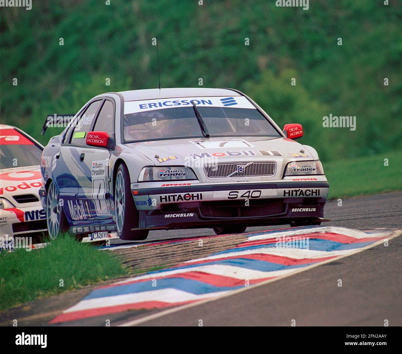 Rickard Rydell races in the 5th and 6th round at Thruxton race circuit in the 1999 BTCC championship driving a Volvo S40 Stock Photo