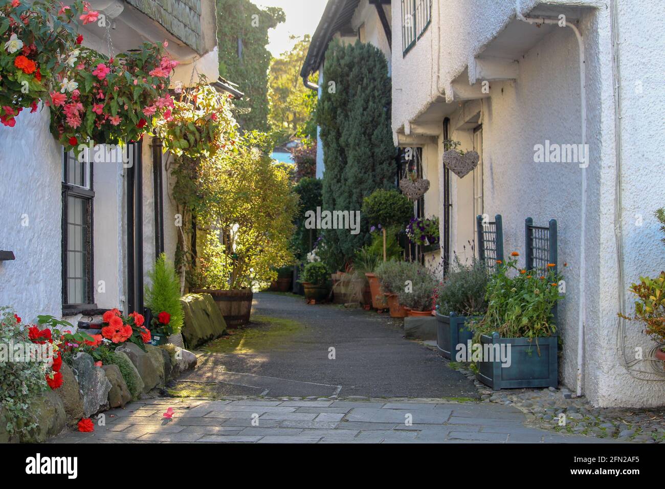 Cottages in the Village of Hawkshead in Cumbria uk Stock Photo