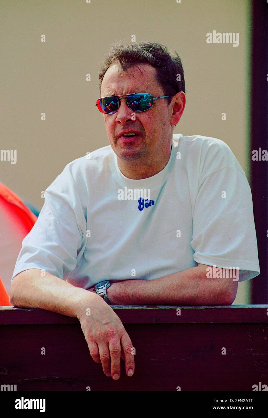 John Cleland at thruxton motor racing circuit in between racing with his triple eight shirt on during the 1999 British Touring Car championship. Stock Photo