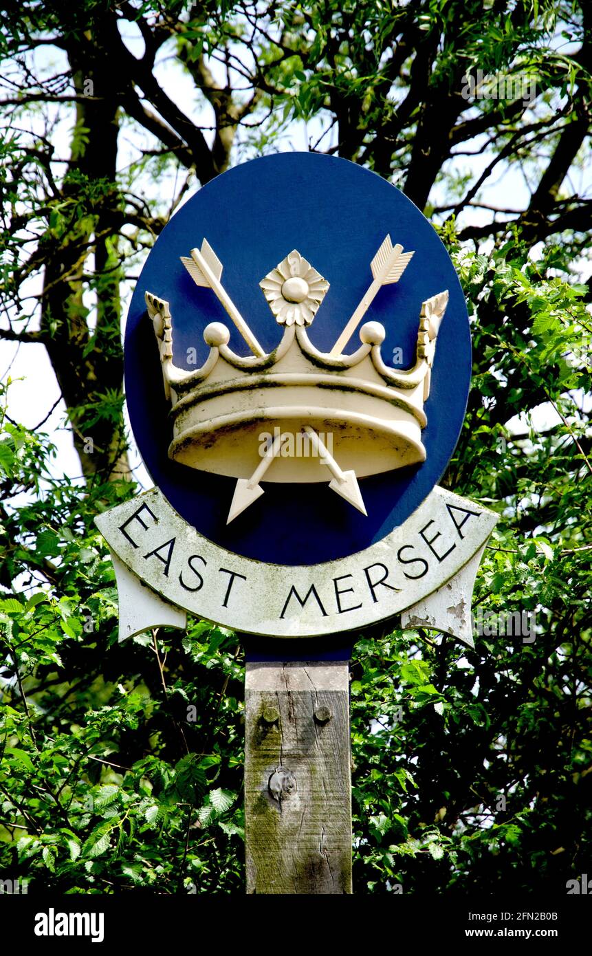 East Mersea Essex Village sign Stock Photo