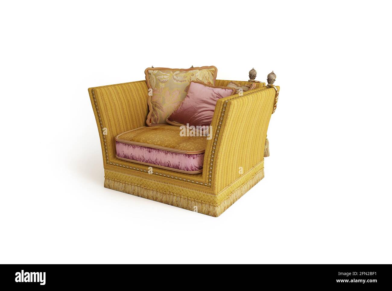 Classical armchair 3D computer rendering on white background. Stock Photo