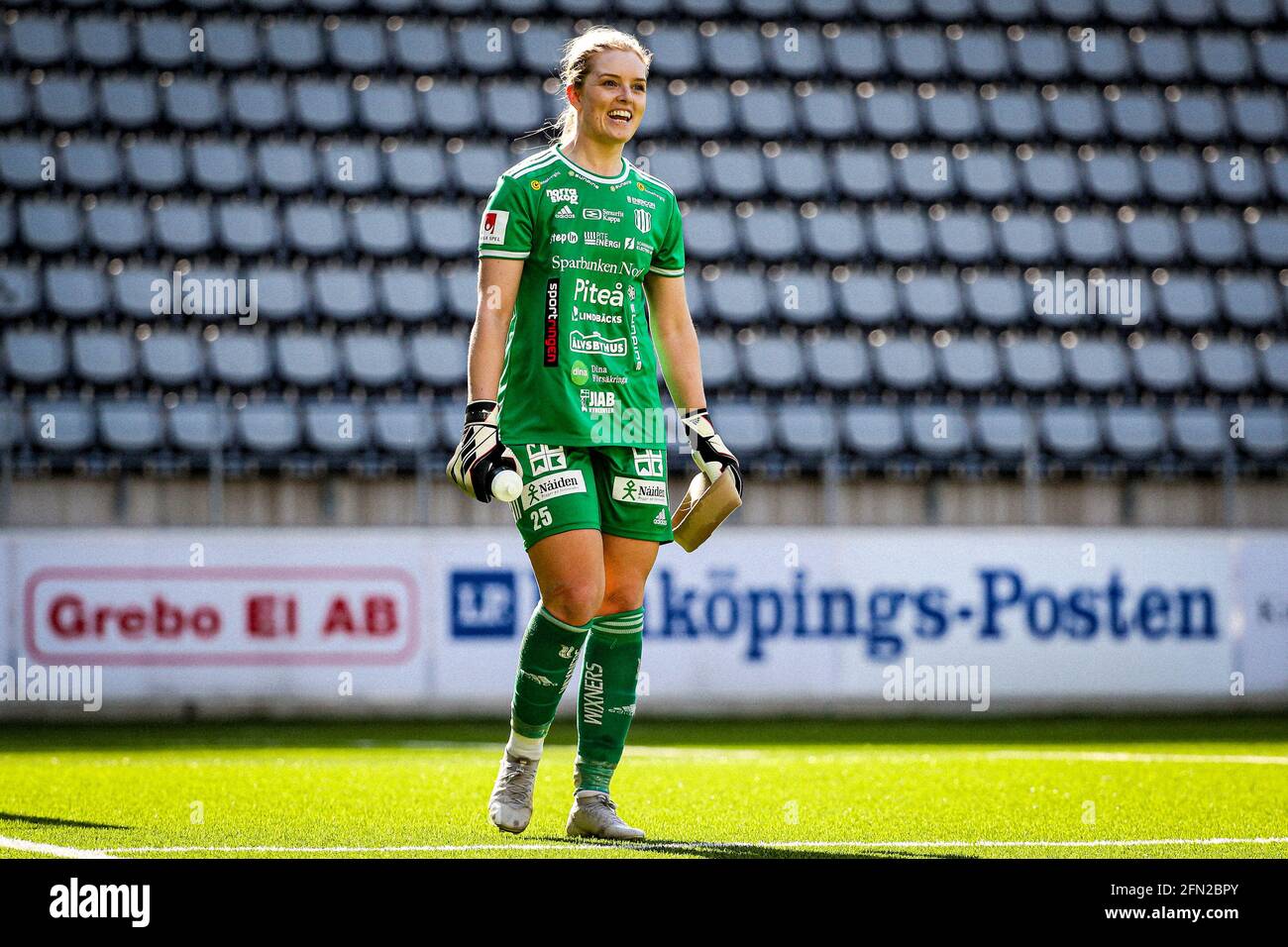 Linkoping, Sweden. 13th May, 2021. Pitea's goalkeeper scored the last goal  of the game, Guro Pettersen (25) during round 3/22 in the Damallsvenskan on  May 13th 2021 between Linkoping FC and Pitea