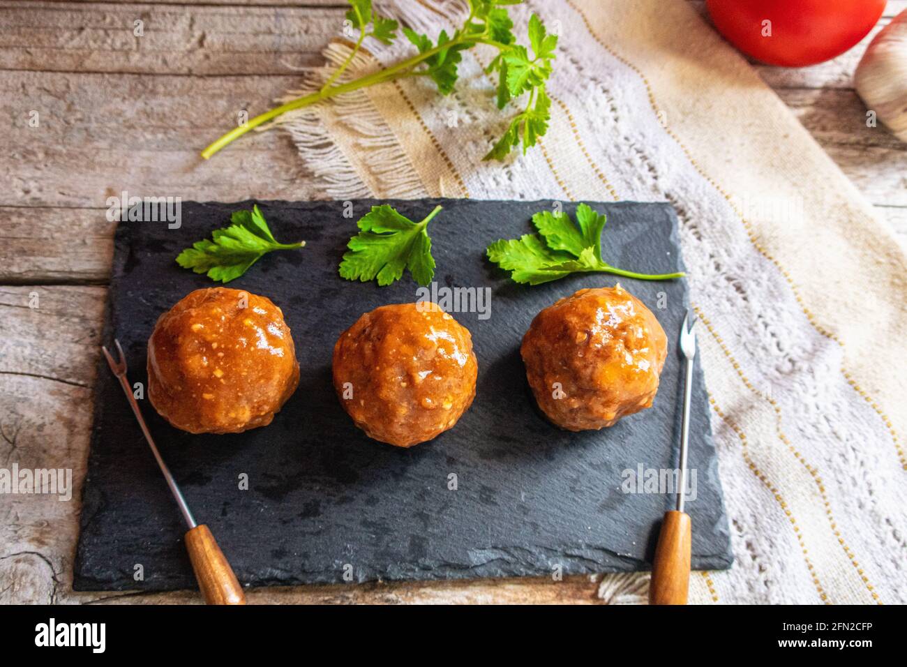 Spanish tapas, homemade meatballs Stock Photo - Alamy