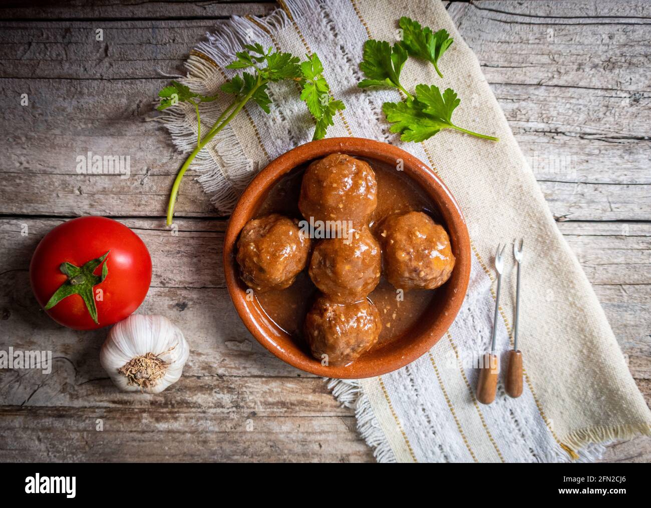 Spanish tapas, homemade meatballs Stock Photo - Alamy
