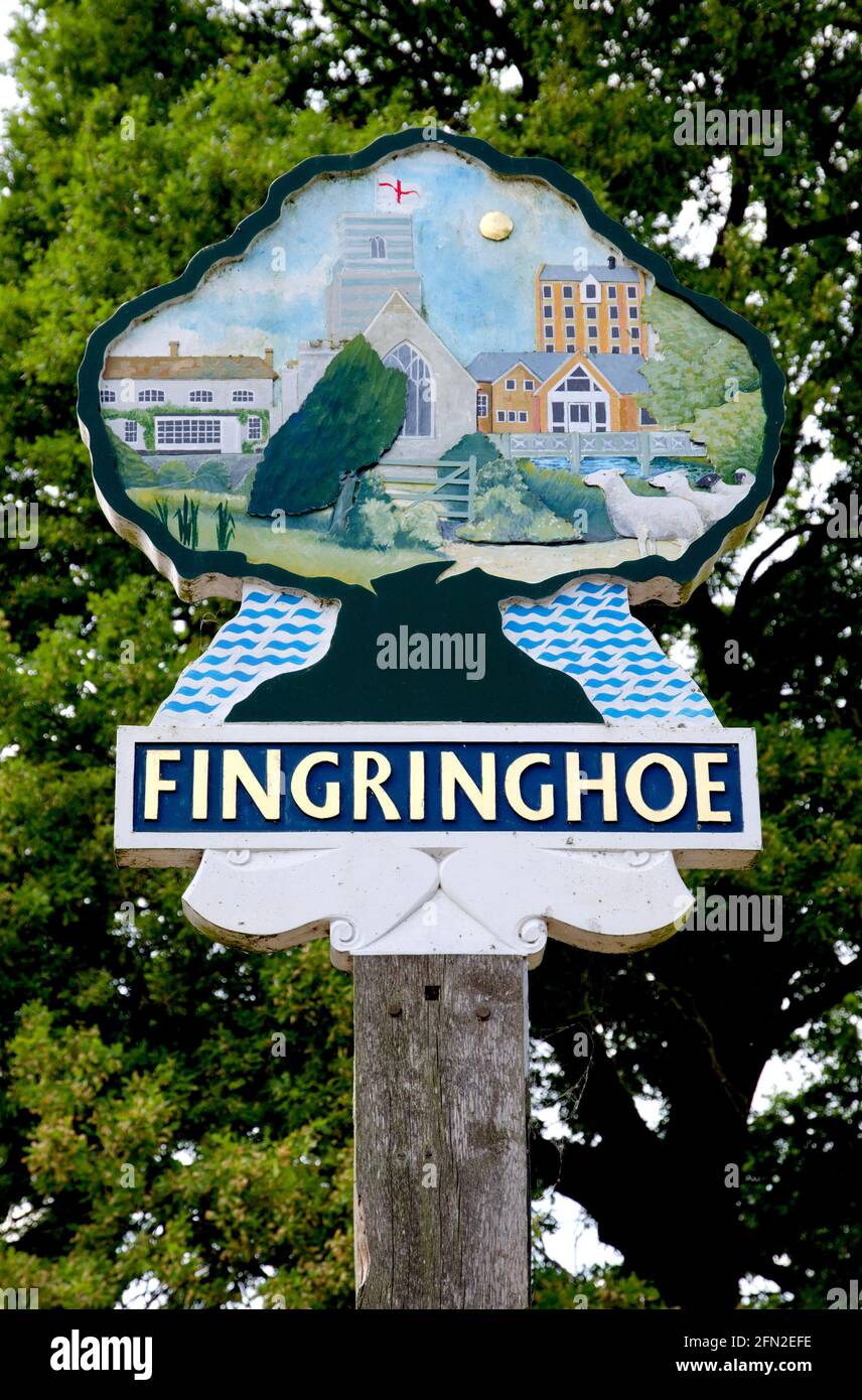 Fingeringhoe Essex Village sign Stock Photo