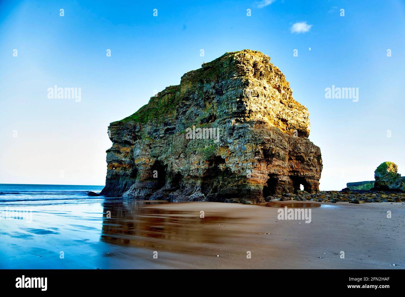 Giant breakaway rock on the beach at Marsden, South Shields, in the