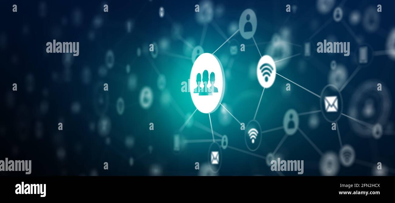 Global structure networking and data exchanges customer connection. Social network communication, Internet technology, and network community concept. Stock Photo