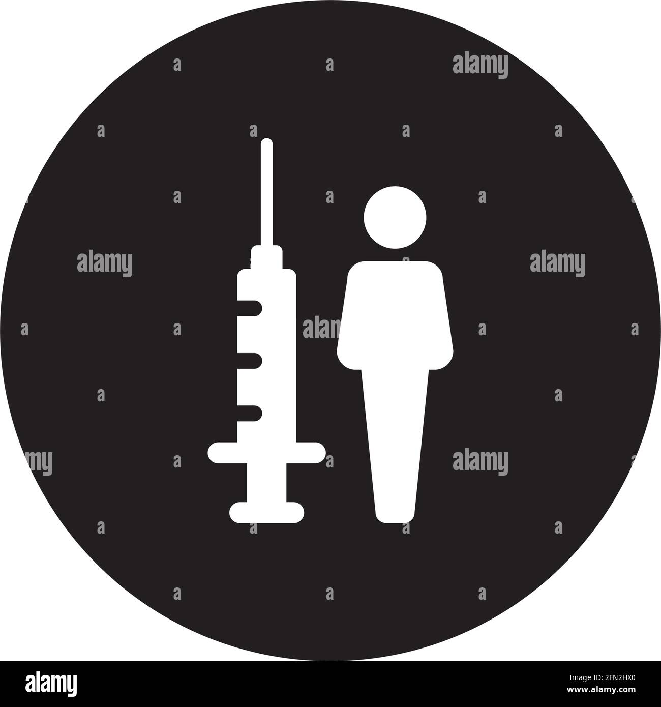 Vaccine icon vector with injection syringe male person symbol for virus ...