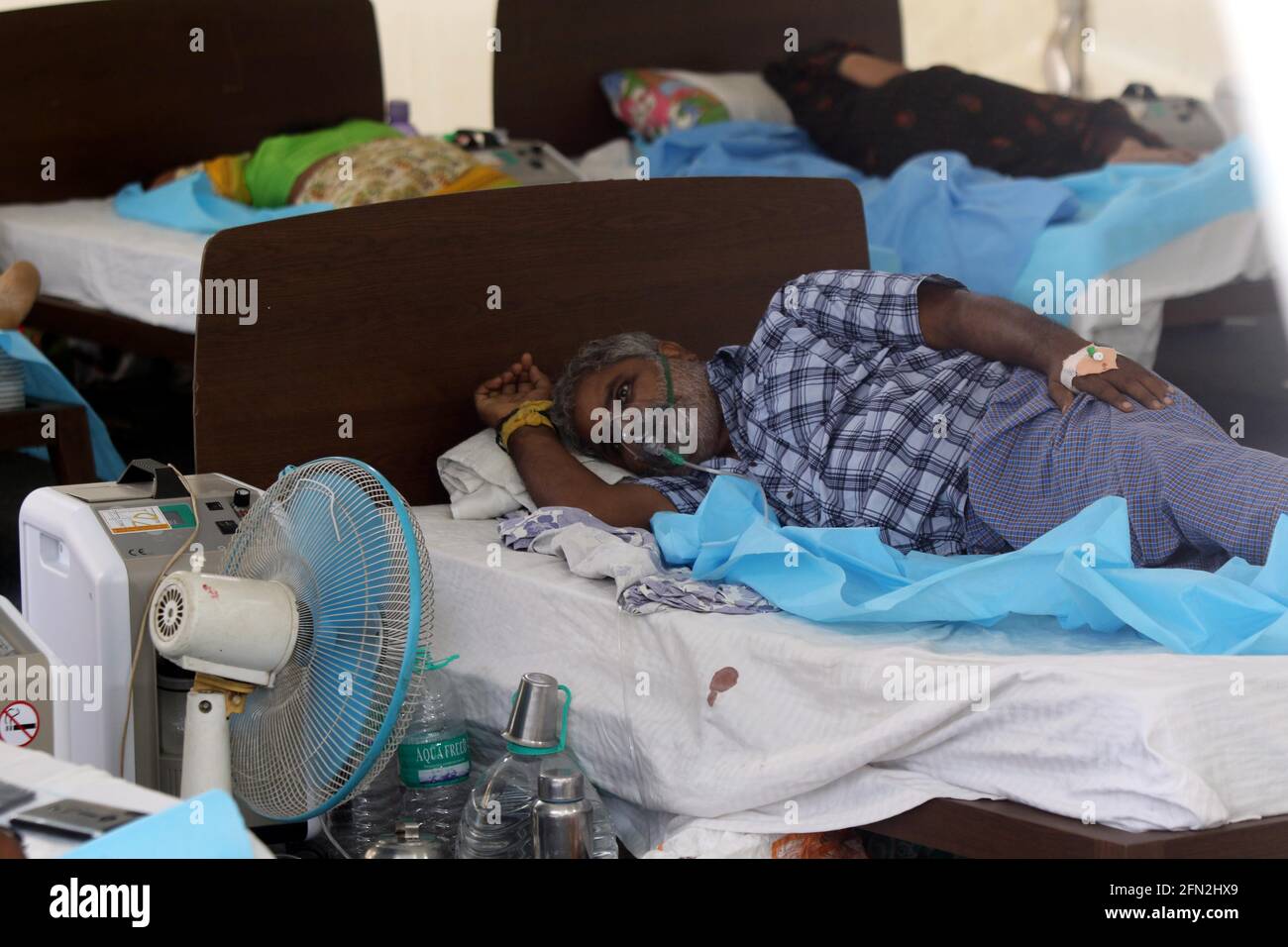 Chennai, India. 13th May, 2021. Oxygen concentrator beds are arranged for COVID-19 patients at the Omandur Multi speciality hospital in Chennai, India, on May 13, 2021. Credit: Str/Xinhua/Alamy Live News Stock Photo