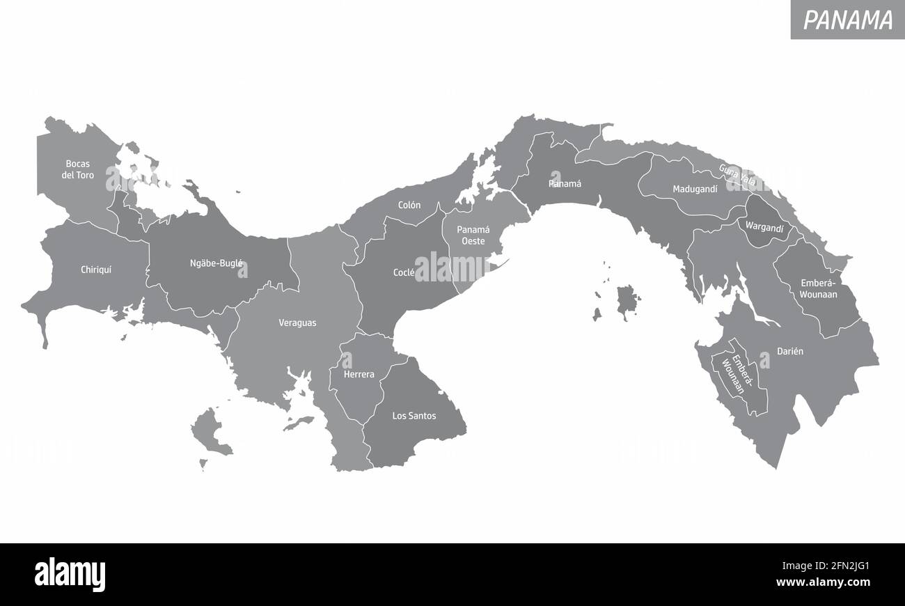 The administrative map of Panama isolated on white background Stock ...