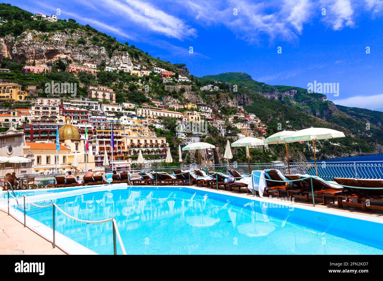 Amalfi coast of Italy. beautiful Positano town. one of the most scenic places for summer holidays. Campania Stock Photo