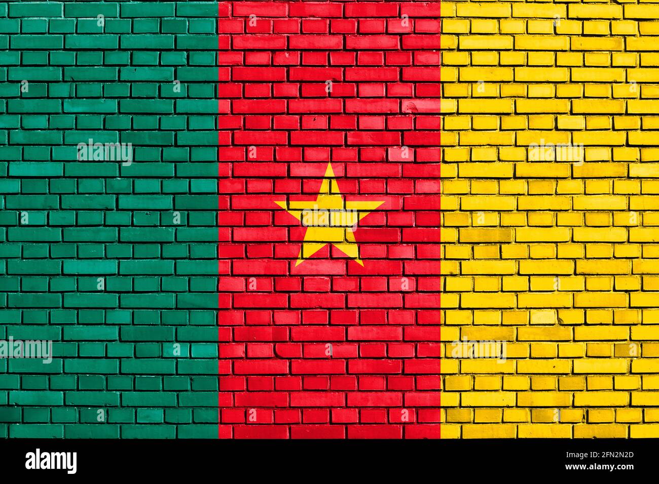 flag of Cameroon painted on brick wall Stock Photo