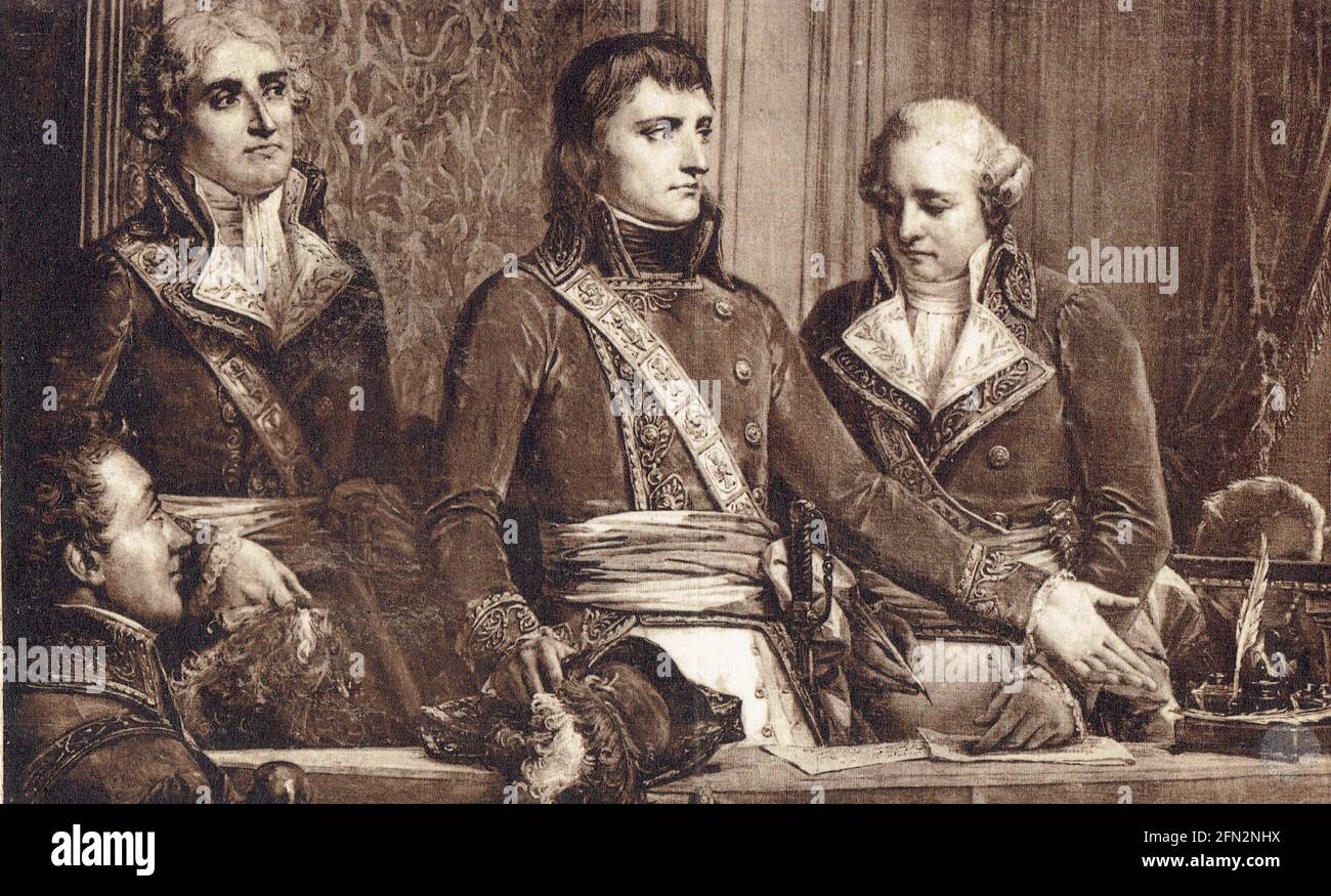 les trois Consuls lors de l'instalation du Conseil d'Etat en 1799 Stock ...