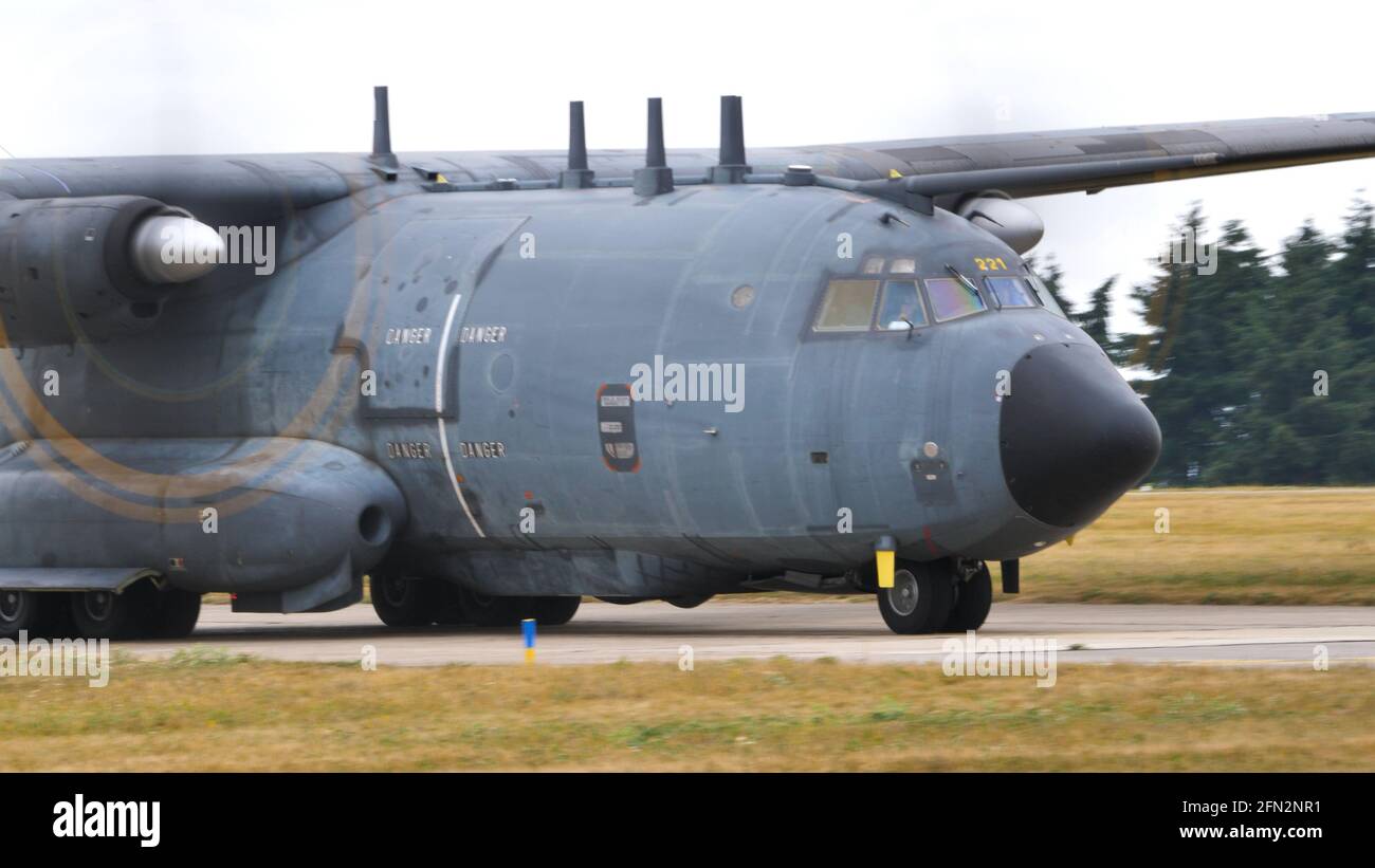Evreux Air Base France JULY, 14, 2019 Close up of Transall C-160G ...