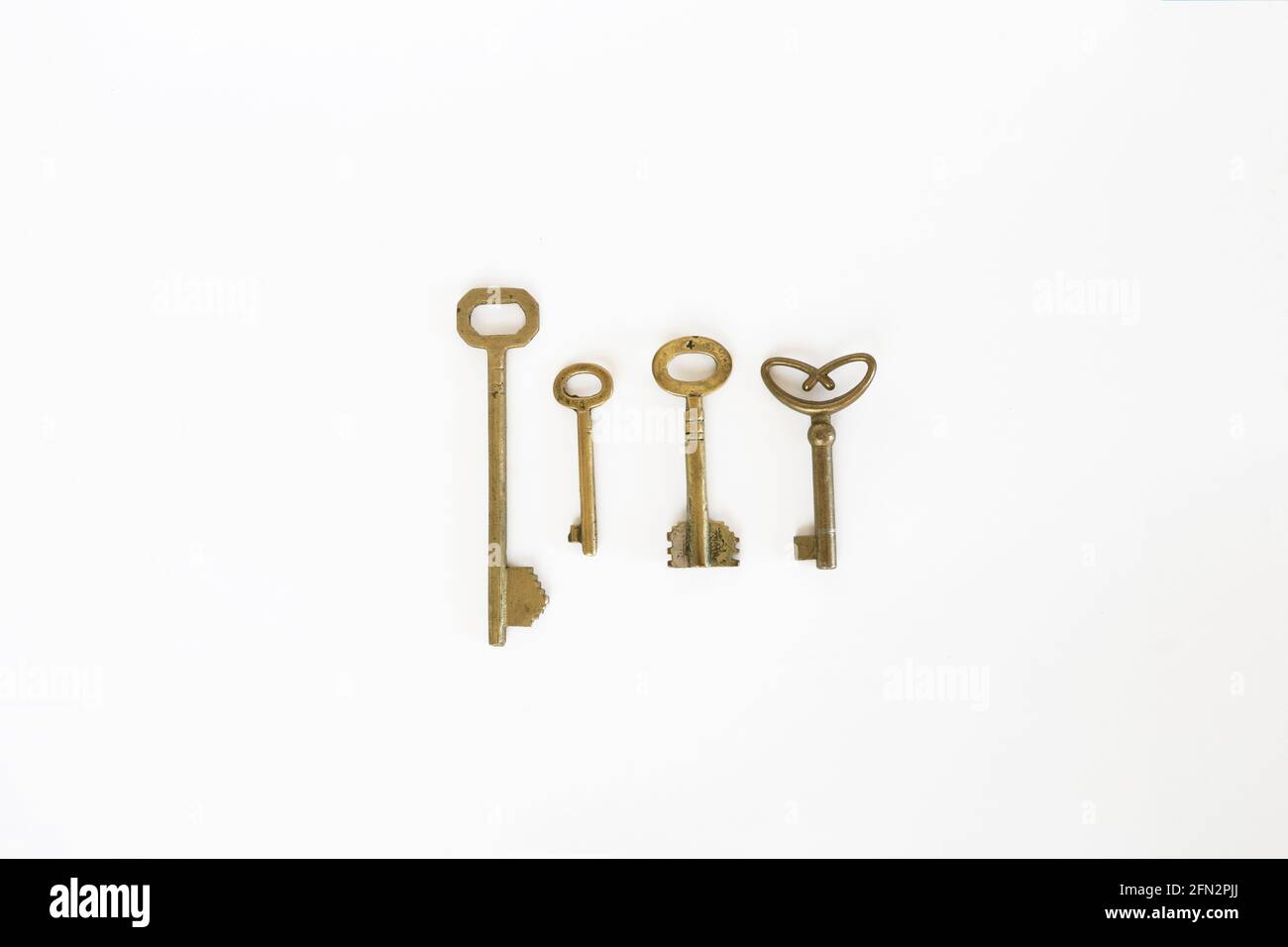 Vintage Keys Collection Isolated On White Background Stock Photo Alamy