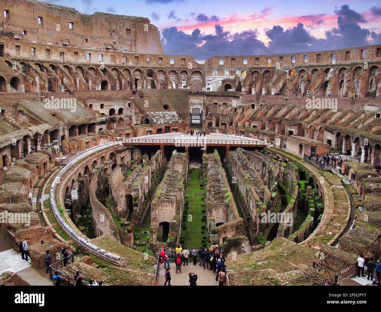 The Colosseum  - Colosseo - where the gladiators fought, one of the most famous monuments and buildings and sights of ancient Rome Stock Photo