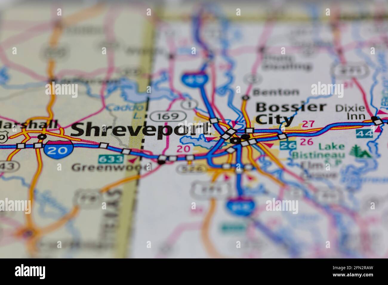 Shreveport Louisiana USA Shown on a Geography map or road map Stock Photo